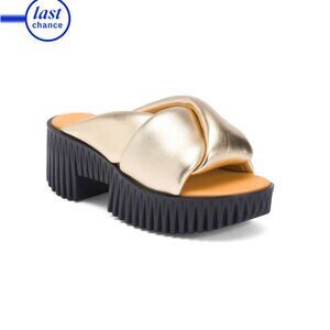 4CCCCEES Gold Leather Plia Anda Heeled Sandals